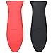 AUKUZI Silicone Hot Handle Heat Cover Holders Set of 2 Pot Holders for Frying Pans Metal &Aluminum Cookware Handles–Black/Red