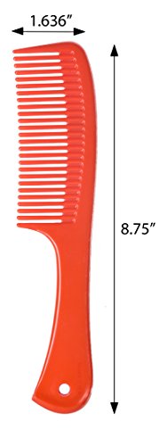 Red Plastic Wide Comb with Handle