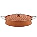Rachael Ray Cucina Hard Porcelain Enamel Nonstick Covered Oval Sautéuse, 5-Quart, Pumpkin Orange