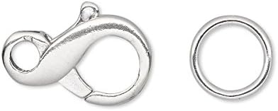 Clasp lobster claw sterling silver and steel 19x11mm infinity with 10mm jumpring