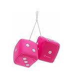 Zone Tech Pair Black and White Mirror Fuzzy Dice - Pair Black and White Plush Car Mirror Fuzzy Dice Pair (Pink)