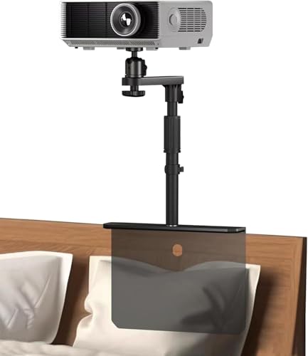 CENXI Bed Sofa Projector Stand, Height Adjustable Mount Base, 360° Rotation, Universal Bedside Projector Bracket Holder Compatible with Most Projectors with Cable Ties
