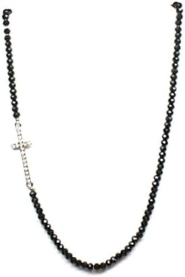 SOUTHERN CHARM GIFTS WOMEN'S METALIC BLACK BEAD NACKLACE WITH SILVER CHARM ACCENT