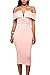 Alvaq Women's Sexy V Neck Off The Shoulder Evening Bodycon Club Midi Dress, Large, Peach