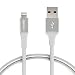 AmazonBasics USB A Cable with Lightning Connector, Premium Collection, MFi Certified iPhone Charger, 3 Foot, Silver