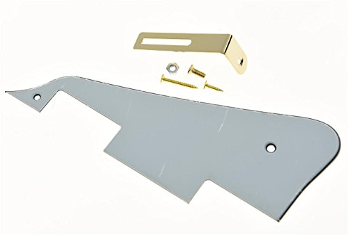 KAISH White 3 Ply LP Guitar Pickguard with Gold Bracket for Epiphone Les Paul