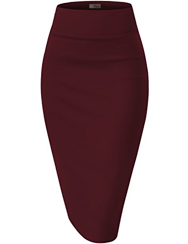 Hybrid & Company Womens Pencil Skirt for Office Wear KSK43584 1139 Wine Medium