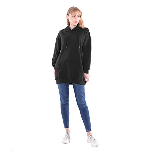 Lang Hoodies Dames Mode Zwart Wit Vlies Capuchon Sweatshirts met een Kap Pullover Oversized Grote Maat - Image 4
