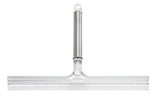 InterDesign Forma Bathroom Shower Door, Window and Mirror Squeegee with Suction Storage Hook - 12