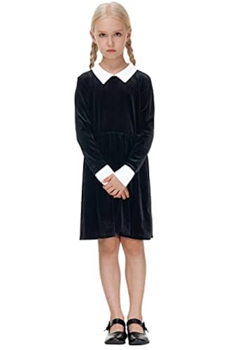 Girls Halloween Costumes Peter Pan Black Velvet Dresses Long