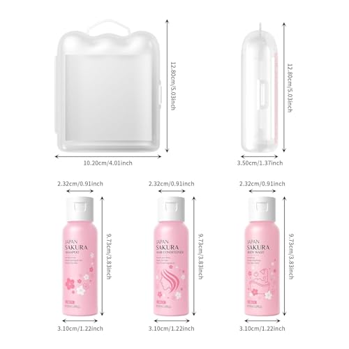 Lboylove® Sakura Shower Gift Sets For Women - Shampoo, Body Wash, Conditioner, Travel Size 3 In 1, Hydrating, Nourishing & Gentle All Skin Hair Types Men, Spa Gifts
