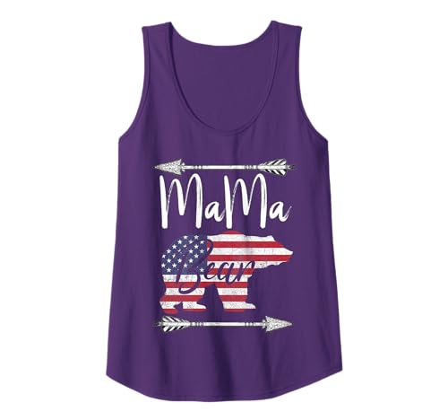 4th of July Mama Bear American Flag USA Vintage Womens Mom Tank Top