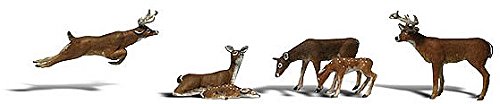 Woodland Scenics HO Scale Scenic Accents Figures/Animal Set Deer White-Tail (6)