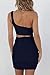 CHYRII Women's Sexy Cutout One Shoulder Sleeveless Party Clubbing Dress Navy Blue L