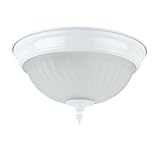 Globe Electric 6261201 1 Light 11 inch Flush Mount Ceiling Light Fixture, White Finish with Frosted Swirl Glass Shade (Tools &amp; Home Improvement)