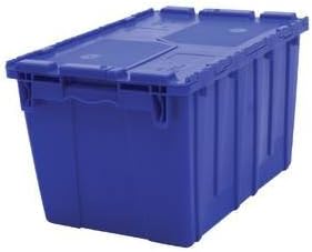 Retail Resource FP182-DTMQ-BLUE Blue Storage Totes with Hinged Lids