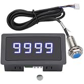 EEEkit 4 Digital Blue LED Tachometer, RPM Speed Meter Digital Motor with Hall Proximity Switch Sensor NPN for Conveyor Belts