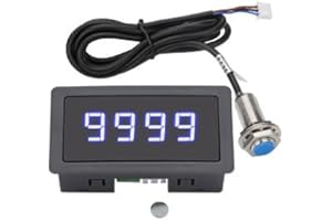 EEEkit 4 Digital Blue LED Tachometer, RPM Speed Meter Digital Motor with Hall Proximity Switch Sensor NPN for Conveyor Belts