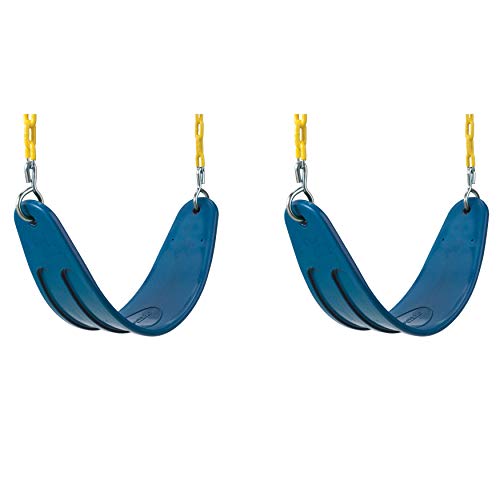 Extreme Heavy Duty Swing Seat Set - 2 Pack of Outdoor, Playground Swings with Coated Chains - Blue
