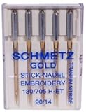 Schmetz Gold Titanium Embroidery Needles Size 90/14