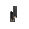 QAZQA – Modern Buitenwandlamp zwart met bewegingssensor IP44 – Duo | Buitenverlichting – Roestvrij staal (RVS) Cilinder…