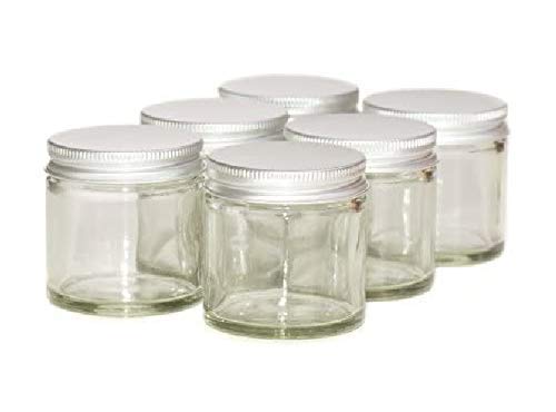 PACK of 6-60ml CLEAR Glass Jars with SILVER Lids for Aromatherapy Blends/Creams