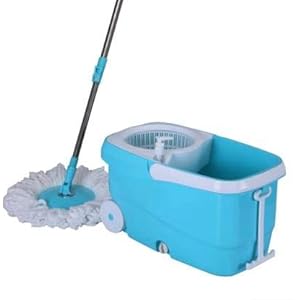 Regular Wants Microfiber 360 Degree Easy Magic Cleaning Mop Floor Cleaner with Big Wheels (Blue) with Extra 1 Reffile