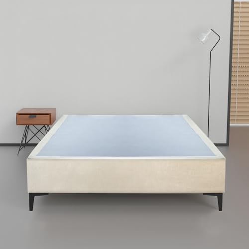 Greaton, 15-Inch Premium Velvet Material with Grain Pattern Wood Box Spring/Bed…
