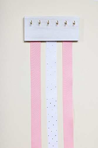 image for Wood Decor with Love White Wood Ribbon Bow Organizer & Headband Holder