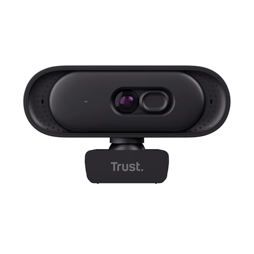 Trust Ovala Webcam 2K QHD with Microphone, Noise Reducer, USB-C/USB-A, Privacy Filter, 75° Viewing Angle, Fixed Focus 30 FPS, Web CAM for Mac Computer Windows Skype Zoom Teams, Black