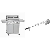  Videro G4 mit Drehspiess Rösle Gas-Grillstation XXL silber Edelstahl Grill-Set 4+1 Gas Brenner 5-flammig Garten ✔ Lenkrollen mit Bremse ✔ Deckel ✔ Rotisserie-Aufhängung ✔ Seitentische beidseitig ✔ Unterschrank ✔ eckig ✔ rollbar ✔ stehend grillen ✔ Grillen mit Gas ✔ mit Station ✔ mit Rädern 