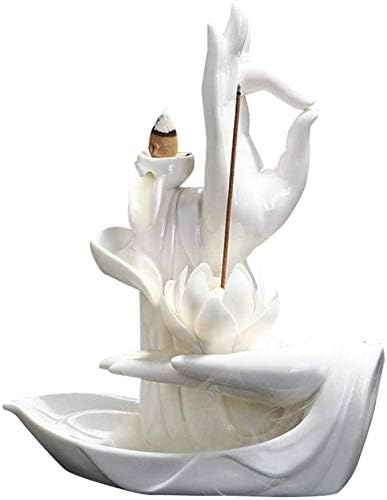 Amazon セラミックブッダハンドロータス逆流線香ホルダーホームデコレーション線香バーナー140個のフリーコーンと35本の線香 白 線香 オンライン通販