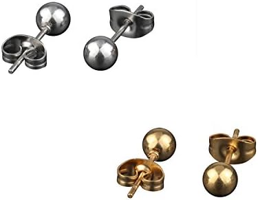 2-4Pairs 316L Surgical Stainless Steel Round 5mm Ball Studs Earrings