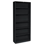 HON Brigade Metal Bookcase - Bookcase with Six Shelves, 34-1/2w by 12-5/8d by 81-1/8h, Black (HS82ABC)