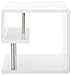 24/7 Shop at Home Vannie Modern Side Table, Contemporary Furniture Square, G-Shaped Open Shelf Storage For Living Room, Home Office, Apartment, Bedroom, Gloss Coating, Round Edge, White