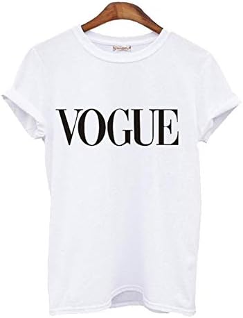 Women Letter Print Casual Summer T Shirt Short Sleeve Round Neck Relaxed Fit Blouse Top