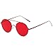 SojoS Small Round Sunglasses Metal Frame Thin Lightweight Mirrored Lens SJ1068 SJ1050 With Red Frame/Red Lens