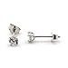 14k White Gold Basket Set Cubic Zirconia Stud Earrings, 3 Millimeters (0.22ctw)