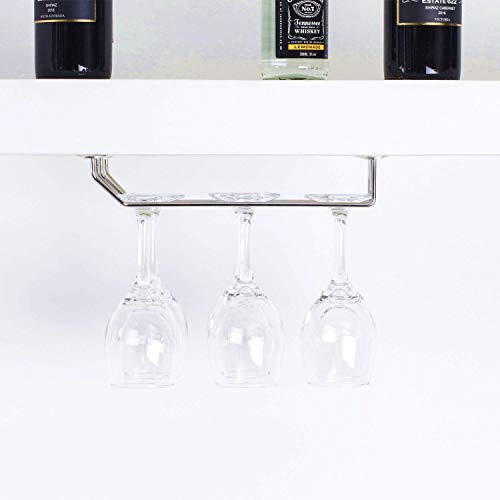 FOMANSH Wine Glass Rack - Under Cabinet Stemware Rack Glasses Storage Holder Metal Organizer for Bar Kitchen (4 Rows) - Thumbnail 6