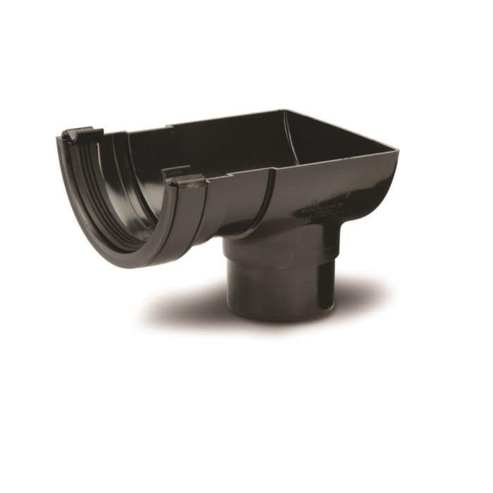 POLYPIPE RR106 Black Stop End Outlet for 112mm Half Round guttering System