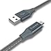 IMKEY® Premium 6.5 Feet Tangle-Free Braided Micro USB 2.0 Sync Data Fast Charging Cable For Samsung Galaxy S7/ S6 / Edge, S4/ S3/ Note 5 / 4 / 2,Google Nexus,LG,HTC,Nokia,Blackberry And More - (Gray)