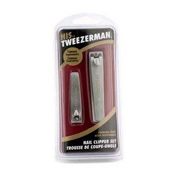 Tweezerman Stainless Steel Nail Clipper Set: Fingernail Clipper + Toenail Clipper - 2pcs