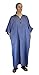 Moroccan Men Caftan Handmade Gandoura Cotton Blend Delicate Soft Comfortable Blue Denim