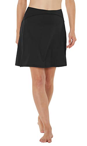 slimour Women Modest Running Skirt Travel Skirt with Pocket Swim Skirt High Waist with Shorts Black XXL