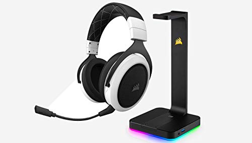 قیمت و خرید هدست بازی CORSAIR HS70 WIRELESS ، سفید و CORSAIR ST100 RGB -  پایه ممتاز بازی های RGB Premium با هدفون صوتی 7.1 Surround Sound - درگاه  3.5 میلیمتری و