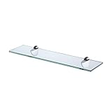 KES Bathroom Glass Shelf Organizer Extra Thick Tempered Glass Zinc Alloy Wall Mounted Brushed Finish, BGS3200-2