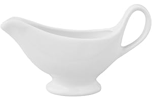 CABILOCK Porcelain Gravy Boat 10 Oz [300Ml] White Ceramic Sauce Dish with Handle and Drip-Free Spout for Salad Dressings, Milk, Broth, and Kitchen Use, Microwave & Dishwasher Safe