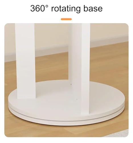 Full length mirror, HD 360° Rotating Floor Standing Rounded Mirrors with Coat Hanger & Shelf, Fitting Mirrors, Wooden Rotatable Mirror, Living Room Entrance Dressing Mirror (Style-C1)