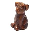 Fundamental Rockhound Products: 1" Hand Carved Dog gemstone crystal with information card and pouch (Gold Tiger Eye)