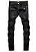 ZLZ Black Biker Jeans for Men Slim Fit, Men's Comfy Stretch Ripped Distressed Biker Jeans Pants Rock, Designer Jeans, Size 40